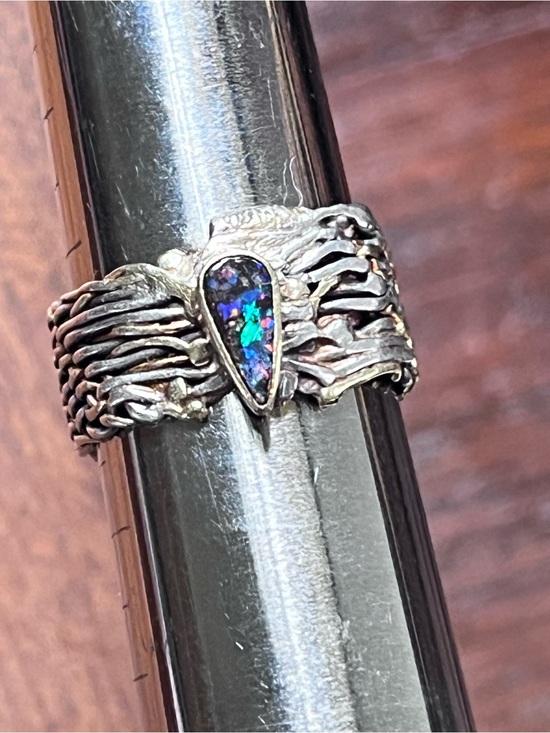 Jewelry - Amazing OOAK handcrafted preloved gold and sterling opal ring